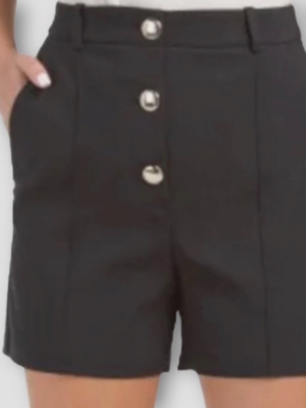 Zara Gold Button Shorts High-Waisted Black XS